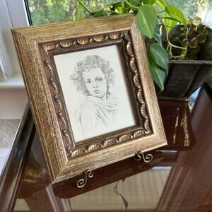 Vintage The Divine Shepherd by Bartolomé Esteban Murillo Framed Pencil Drawing